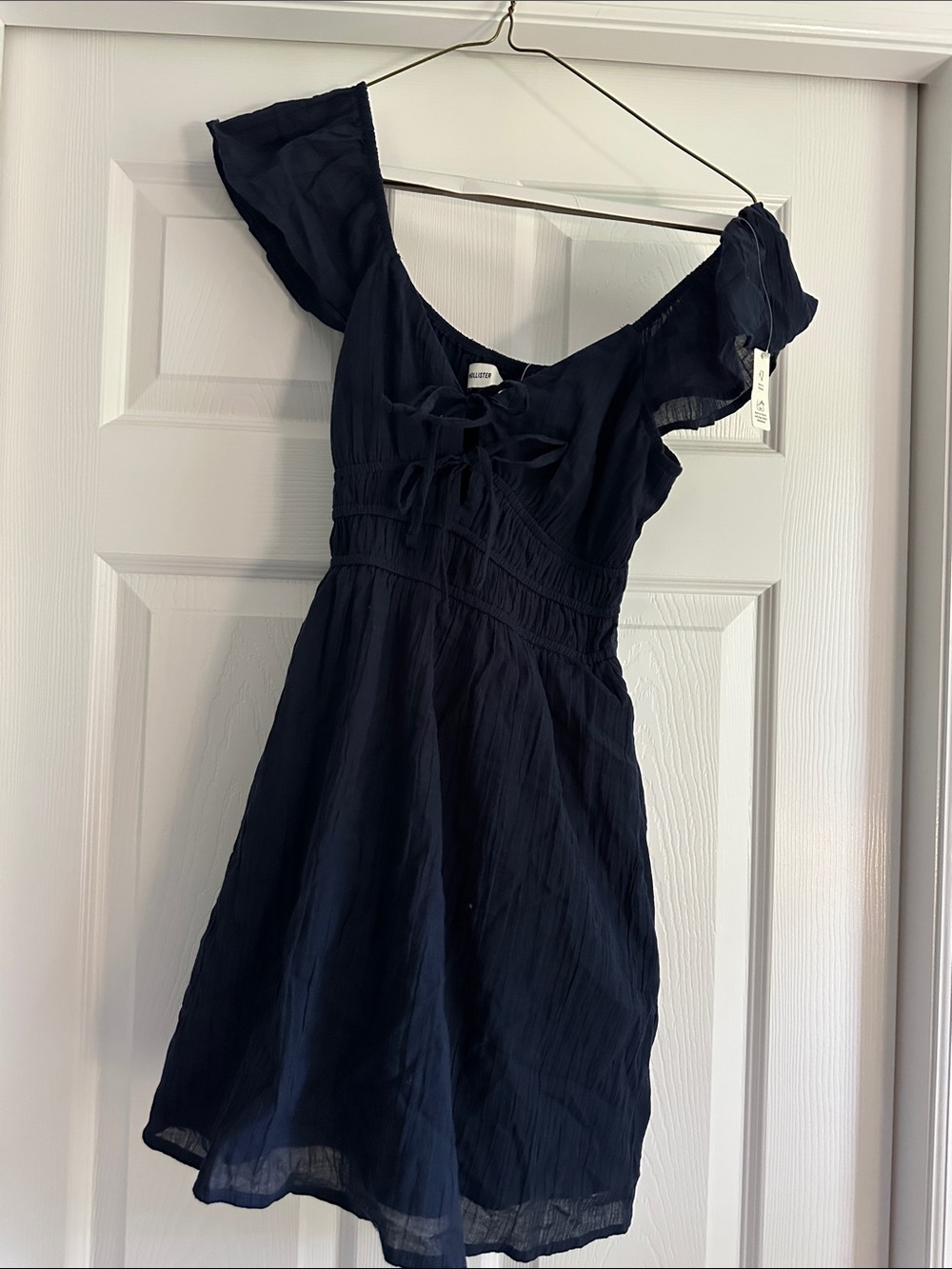 Hollister Dark Navy Tie-Front Mini Dress